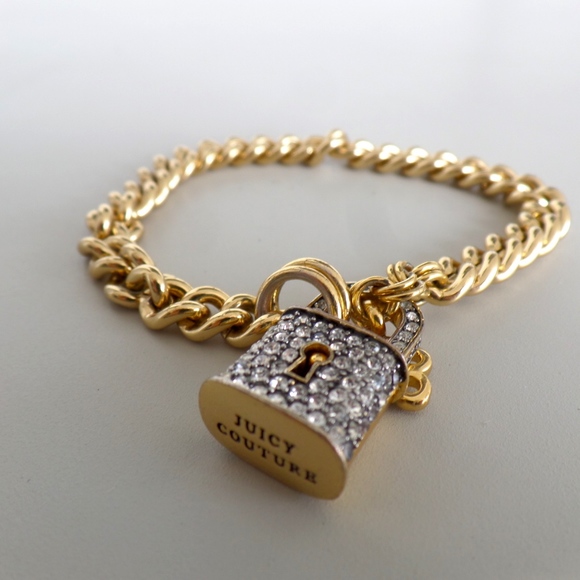 Crystal Locket on Gold Juicy Couture Bracelet - Picture 1 of 4